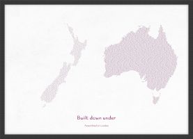 Small Personalised Country Name Text Map Print - Plum (Wood Frame - Black)