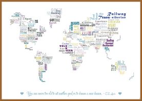 Large Personalised Our Bucket List World Map (Wood Frame - Teak)