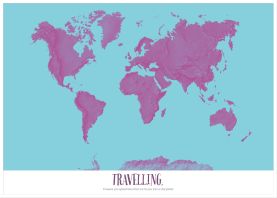 Large Personalised Pop Art World Map - Radial (Wood Frame - White)