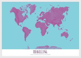 Small Personalised Pop Art World Map - Radial (Pinboard & wood frame - White)