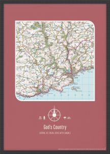 Personalised Postcode Map Print - Rosewood (Wood Frame - Black)