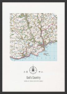 Personalised Postcode Map Print - White (Wood Frame - Black)