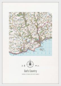 Personalised Postcode Map Print - White (Wood Frame - White)