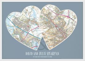 Personalised Postcodes Couples Print (Wood Frame - White)