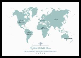 Small Personalised Travel Map of the World - Rustic (Pinboard & framed - Black)