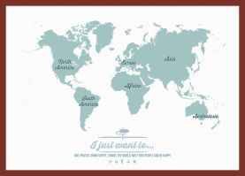 Small Personalised Travel Map of the World - Rustic (Pinboard & framed - Dark Oak)