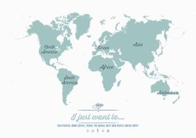 Personalised Travel Map of the World - Rustic