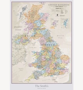 Personalised UK Classic Wall Map