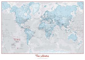 Small Personalised World Is Art - Wall Map Aqua (Paper)