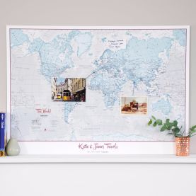 Personalised World Is Art - Wall Map Aqua