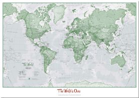Large Personalised World Is Art - Wall Map Green (Pinboard)