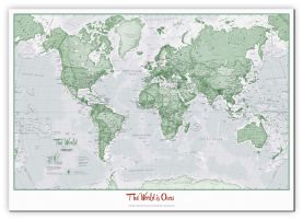 Small Personalised World Is Art - Wall Map Green (Canvas)