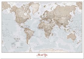 Large Personalised World Is Art - Wall Map Neutral (Pinboard)