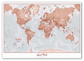 Small Personalised World Is Art - Wall Map Red (Canvas)
