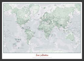 Small Personalised World Is Art - Wall Map Rustic (Wood Frame - Black)