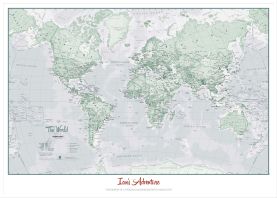 Large Personalised World Is Art - Wall Map Rustic (Wood Frame - White)