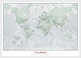 Small Personalised World Is Art - Wall Map Rustic (Wood Frame - White)