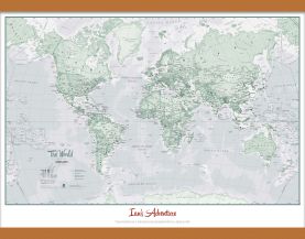 Small Personalised World Is Art - Wall Map Rustic (Wooden hanging bars)