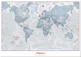 Large Personalised World Is Art - Wall Map Teal (Pinboard)