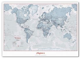Large Personalised World Is Art - Wall Map Teal (Canvas)