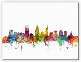 Extra Small Perth Australia Watercolour Skyline (Canvas)