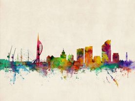 Portsmouth England Watercolour Skyline