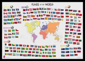 Primary Flags of the World poster (Pinboard & framed - Black)