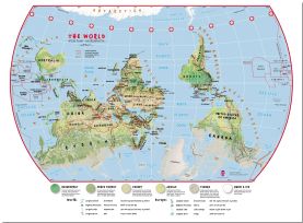 Large Primary Upside Down World Wall Map Environmental (Pinboard)