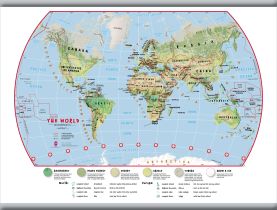 Small Primary World Wall Map Environmental (Hanging bars)
