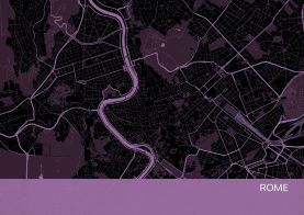 Rome City Street Map Print Mauve