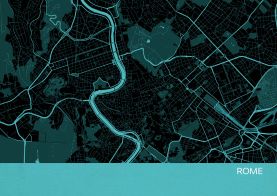 Rome City Street Map Print Turquoise