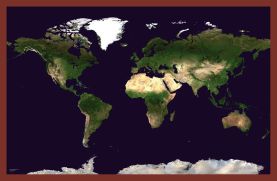 Small Satellite Map of the World (Pinboard & framed - Dark Oak)