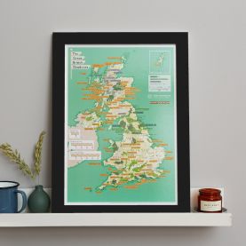 Scratch Off British National Parks & Outdoors Print (Pinboard & wood frame - Black)