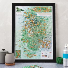 Scratch Off Peak District Rock Climbs Print (Pinboard & wood frame - Black)
