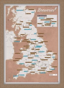 Scratch Off UK Breweries Print (Pinboard & wood frame - Oak Style)