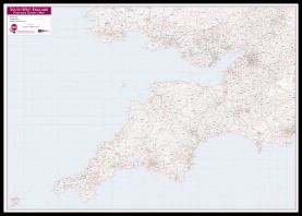 South West England Postcode District Map (Pinboard & framed - Black)