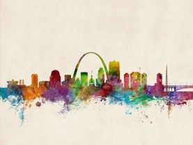 St Louis Missouri Watercolour Skyline