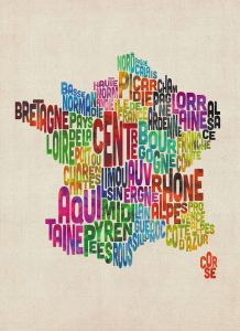 Text Art Map of France