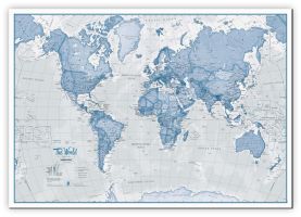 Small The World Is Art - Wall Map Blue (Canvas)