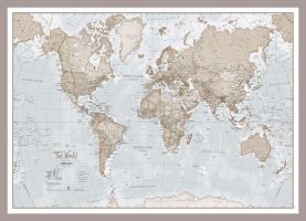Small The World Is Art - Wall Map Neutral (Pinboard & framed - Silver)
