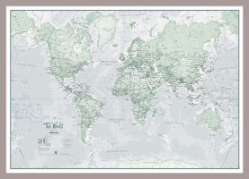 Small The World Is Art - Wall Map Rustic (Pinboard & framed - Silver)