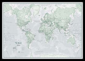 Small The World Is Art - Wall Map Rustic (Pinboard & framed - Black)