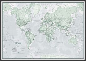 Large The World Is Art - Wall Map Rustic (Wood Frame - Black)