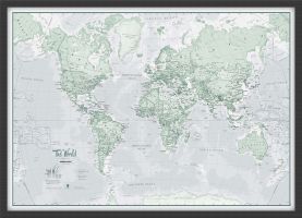 Small The World Is Art - Wall Map Rustic (Wood Frame - Black)