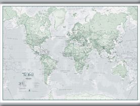 Small The World Is Art - Wall Map Rustic (Hanging bars)