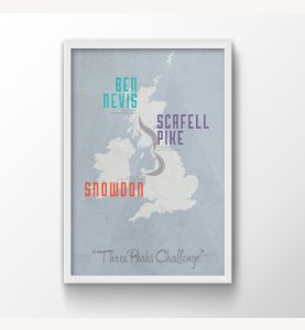 Three Peaks Map Print