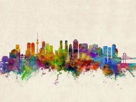 Tokyo Japan Watercolour Skyline
