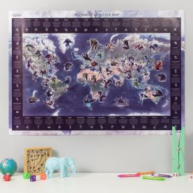 Medium Mythical Monster World Map (Silk Art Paper)