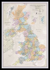Medium UK Classic Wall Map (Pinboard & framed - Black)