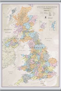 Medium UK Classic Wall Map (Hanging bars)